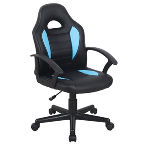 Кресло компьютерное BRABIX "Spark GM-201", экокожа, черное/голубое, 532505 в Сызрани