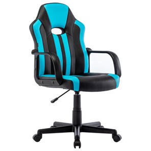 Кресло офисное BRABIX "Stripe GM-202", экокожа, черное/голубое, 532509 в Сызрани