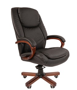 Кресло компьютерное CHAIRMAN 408 кожа черная в Сызрани