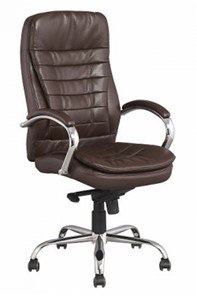 Кресло компьютерное J 9031-1 экокожа /хром, коричневый в Самаре