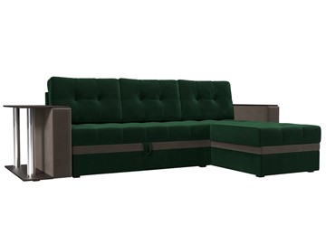 Угловой диван Атланта М, Зеленый/Коричневый (велюр) в Тольятти