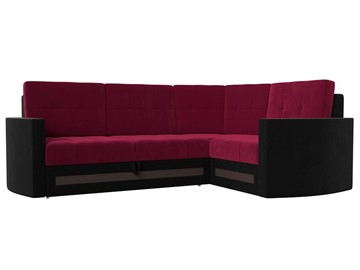 Угловой раскладной диван Белла, Бордовый/Черный (Микровельвет) в Тольятти