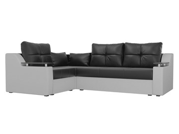 Угловой раскладной диван Кронос боннель, Черный\Белый (Экокожа) в Самаре