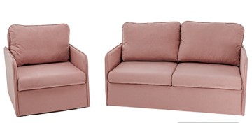 Мебельный набор Brendoss Амира розовый диван + кресло в Тольятти