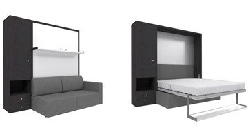 Подъемная кровать Кровать-трансформер Smart (ШЛ+КД 1400), шкаф левый, правый подлокотник в Тольятти