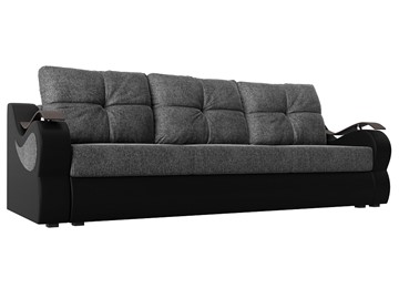 Прямой диван Меркурий еврокнижка, Серый/черный (рогожка/экокожа) в Самаре