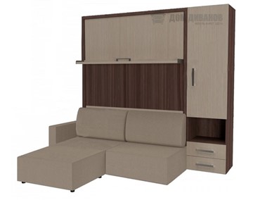 Шкаф-кровать Кровать-трансформер Smart (КД 1400+ШП+Пуф), шкаф правый, левый подлокотник в Сызрани