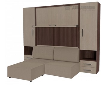 Подъемная кровать Кровать-трансформер Smart (ШЛ+КД 1600+ШП+Пуф), 2 шкафа, без подлокотников в Сызрани