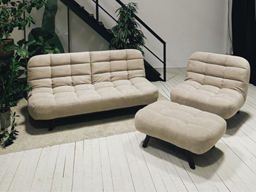 Комплект мебели Абри цвет бежевый диван + кресло +пуф пора металл в Тольятти