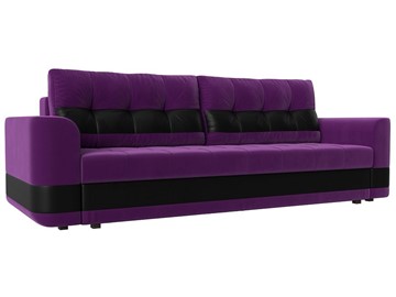 Прямой диван Честер, Фиолетовый/черный (вельвет/экокожа) в Тольятти