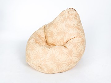 Кресло-мешок Груша среднее, жаккард, бежевые листья в Самаре