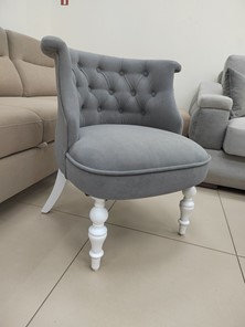 Кресло Бархат (серый бархат/белая эмаль), 000042564 в Тольятти