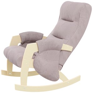Кресло-качалка ЭЛИТ с карманами Джанни (каркас дуб, сиденье серо-розовое) в Сызрани