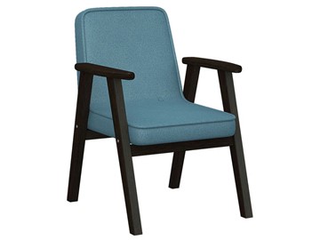 Кресло мягкое Ретро ткань голубой, каркас венге в Самаре