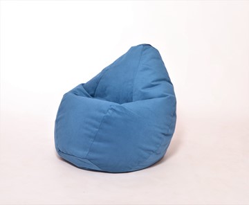 Кресло-мешок Груша среднее, велюр однотон, синее в Тольятти