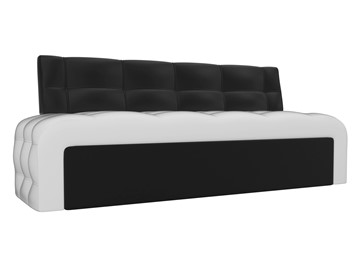 Кухонный прямой диван Люксор, Белый/Черный (экокожа) в Самаре