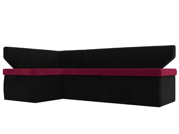 Угловой кухонный диван Омура, Бордовый\Черный (Микровельвет) в Тольятти