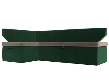 Угловой кухонный диван Омура, Коричневый\Зеленый (Велюр) в Самаре