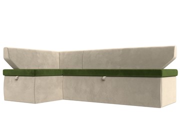 Угловой кухонный диван Омура, Зеленый\Бежевый (Микровельвет) в Самаре