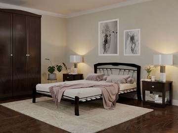 Кровать 2-х спальная Муза 4 Лайт, 1600, черный/шоколад в Тольятти