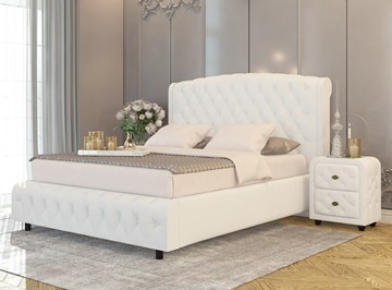 Кровать 2-спальная Salvatore Grand 200x200, Экокожа (Белый) в Самаре