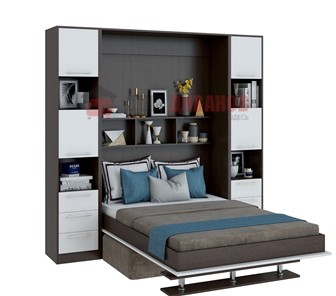 Кровать-шкаф с диваном DetalMaster Бела 1, с полкой ножкой, 1600х2000, венге/белый в Тольятти