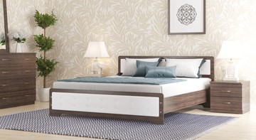 Спальная кровать СВ-Стиль Золушка, 140х200 с основанием, кожзам, венге в Тольятти