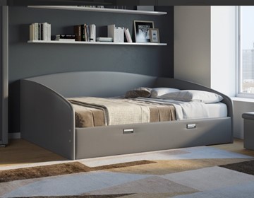 Двуспальная кровать Bono 160х200, Экокожа (Серый) в Самаре