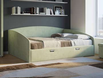 Спальная кровать Bono 160х200, Велюр (Лофти Олива) в Самаре