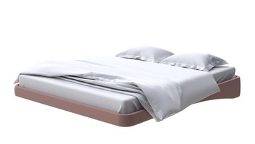 Кровать двуспальная парящая 200х200, Экокожа (Молочный шоколад) в Самаре