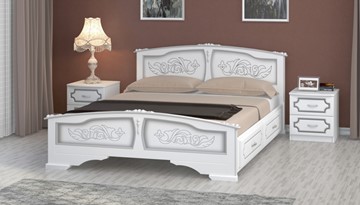 Кровать с выкатными ящиками Елена (Белый Жемчуг) 160х200 в Самаре