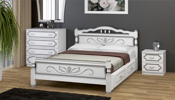 Кровать с выкатными ящиками Карина-5 (Белый Жемчуг) 160х200 в Самаре