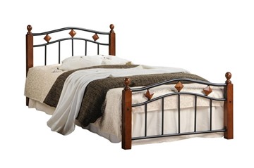 Спальная кровать AT-126 дерево гевея/металл, 90*200 см (Single bed), красный дуб/черный в Самаре