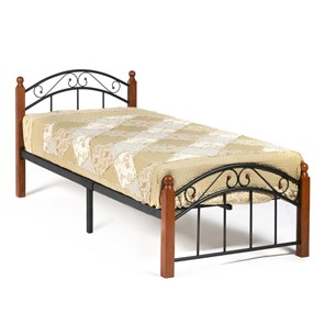 Спальная кровать AT-8077 дерево гевея/металл, 90*200 см (Single bed), красный дуб/черный в Тольятти