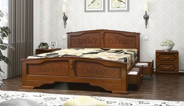 Кровать с выкатными ящиками Елена (Орех) 140х200 в Самаре