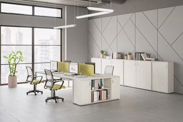 Набор мебели в офис Комфорт КФ (белый премиум) на сером металокаркасе в Самаре