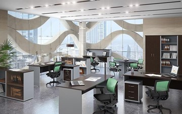 Комплект офисной мебели IMAGO четыре рабочих места, стол для переговоров в Самаре