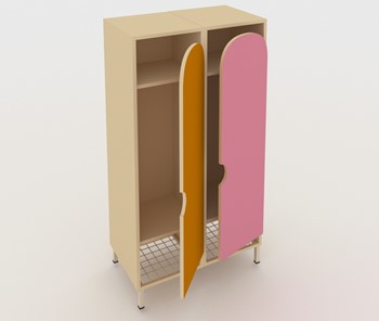 Распашной детский шкаф ШГС2 Беж + Розовый+Оражневый в Тольятти