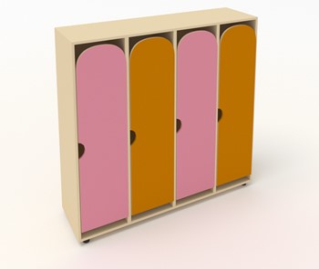 Распашной детский шкаф ШГ4У Беж+Оранжевый+Розовый в Самаре