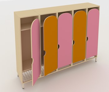 Распашной шкаф ШГС5 Беж +Оранжевый + Розовый в Самаре
