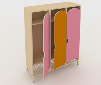 Шкаф детский распашной ШГС3 Беж + Розовый + Оранжевый в Самаре