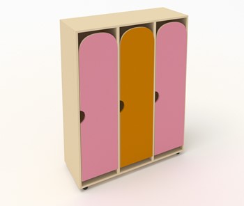 Распашной детский шкаф ШГ3 Беж+Розовый+Оранжевый в Сызрани