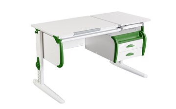 Детский стол-трансформер 1/75-40 (СУТ.25) + Tumba 3  белый/белый/Зеленый в Самаре