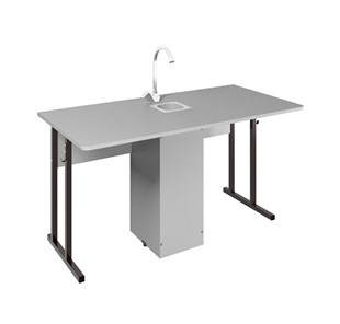 Детский стол 2-местный для кабинета химии Стандарт 5, Пластик Серый/Коричневый в Сызрани