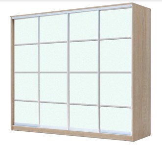 Шкаф 4-х дверный ХИТ 23-4-24/2-8888, с матовым стеклом, разделительные планки х4, Дуб сонома в Самаре