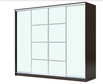 Шкаф 4-х дверный ХИТ 22-24/2-8888, с матовым стеклом, разделительные планки х2, Венге в Самаре