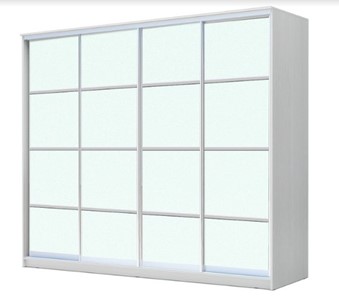 Шкаф 4-х дверный ХИТ 22-4-24/2-8888, с матовым стеклом, разделительные планки х4, Белый в Сызрани