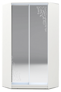 Шкаф 2300х1103, ХИТ У-23-4-66-09, Орнамент, 2 зеркала, белая шагрень в Самаре