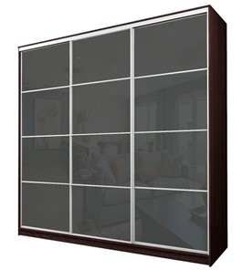 Шкаф 3-х створчатый MAX МШ-25-6-24/2-222, Профиль Белый/Цвет Венге/Oraclal темно-серый в Самаре