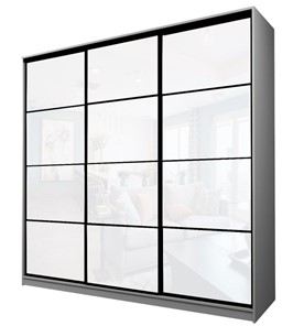 Шкаф 3-х створчатый MAX МШ-25-6-24/2-222, Профиль Черный/Цвет Серый/Oraclal белый в Самаре
